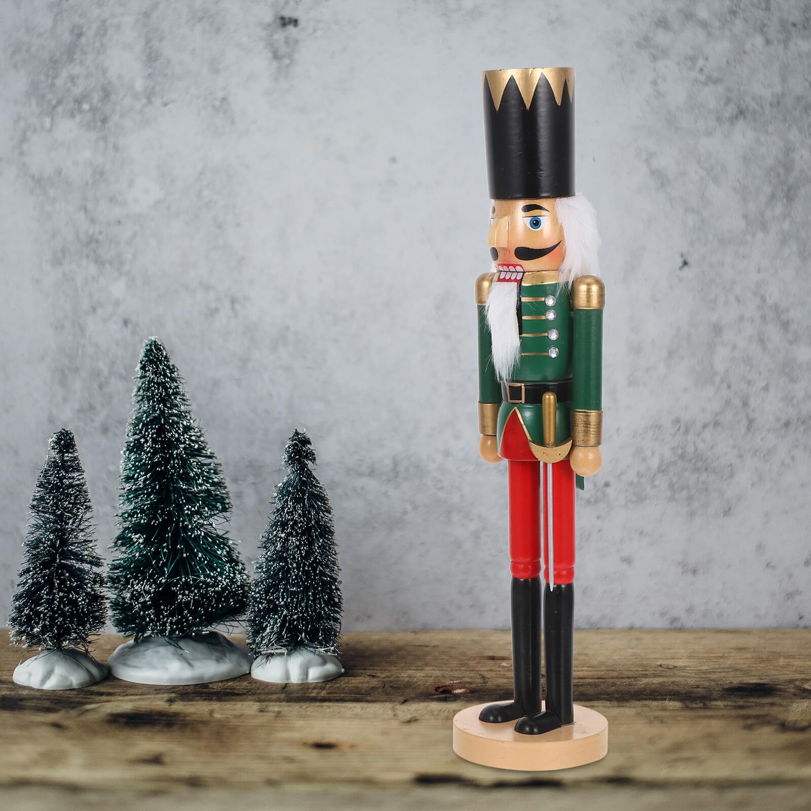 Schiaccianoci in Legno Tradizionale Soldato Figura Decorazione Natalizia Ornamento da Tavolo per Feste di Natale Centrotavola di Compleanno