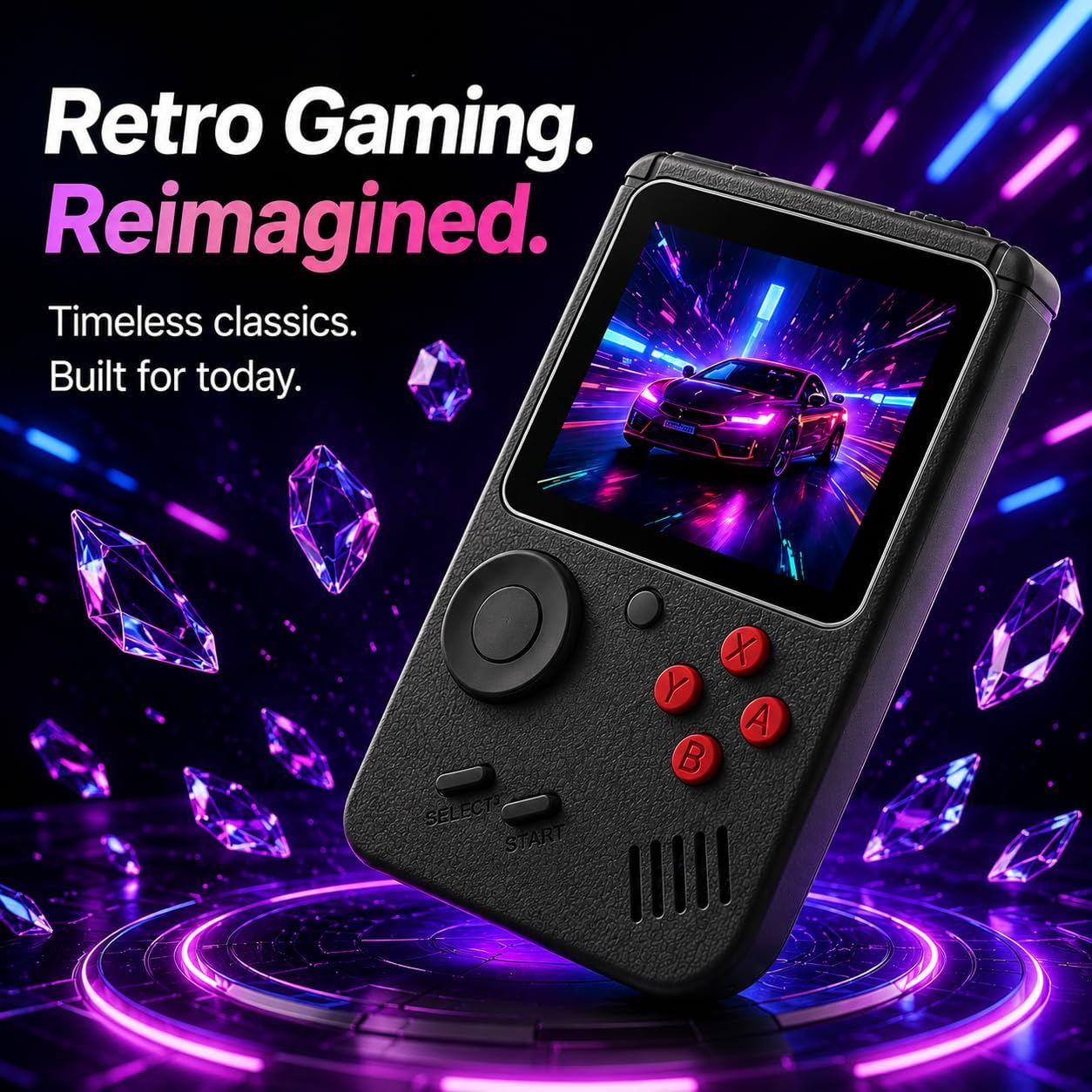 Handheld 200 Mini Game Console with Controller Portable Retro Gaming Device Rechargeable Battery LCD Screen Travel Friendly Retro Black 3