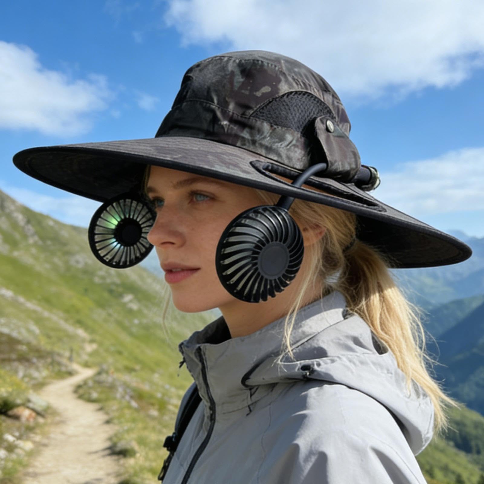 Generico Sombrero con ventilador para hombre – Sombrero portátil impermeable con ventilador extraíble | para pesca al aire libre con ventiladores | para playa, camping, ciclismo, pesca, jardinería