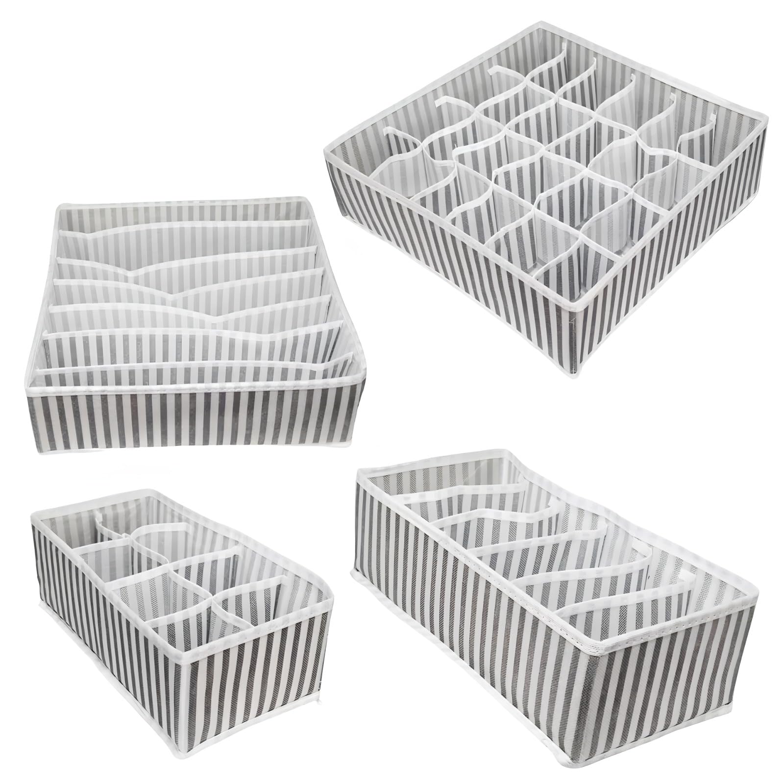 Drawer Organizer Dividers - 4PCS/8PCS Foldable Fabric Storage Boxes for Closet & Dresser - Underwear, Bras, Socks, Ties, Scarves - Non-Woven Wardrobe Organizer Bins, Beige