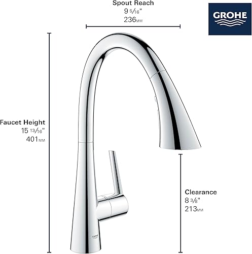 Miniatura 5 de GROHE 32298003 Zedra Grifo de cocina abatible con pulverizador cromado
