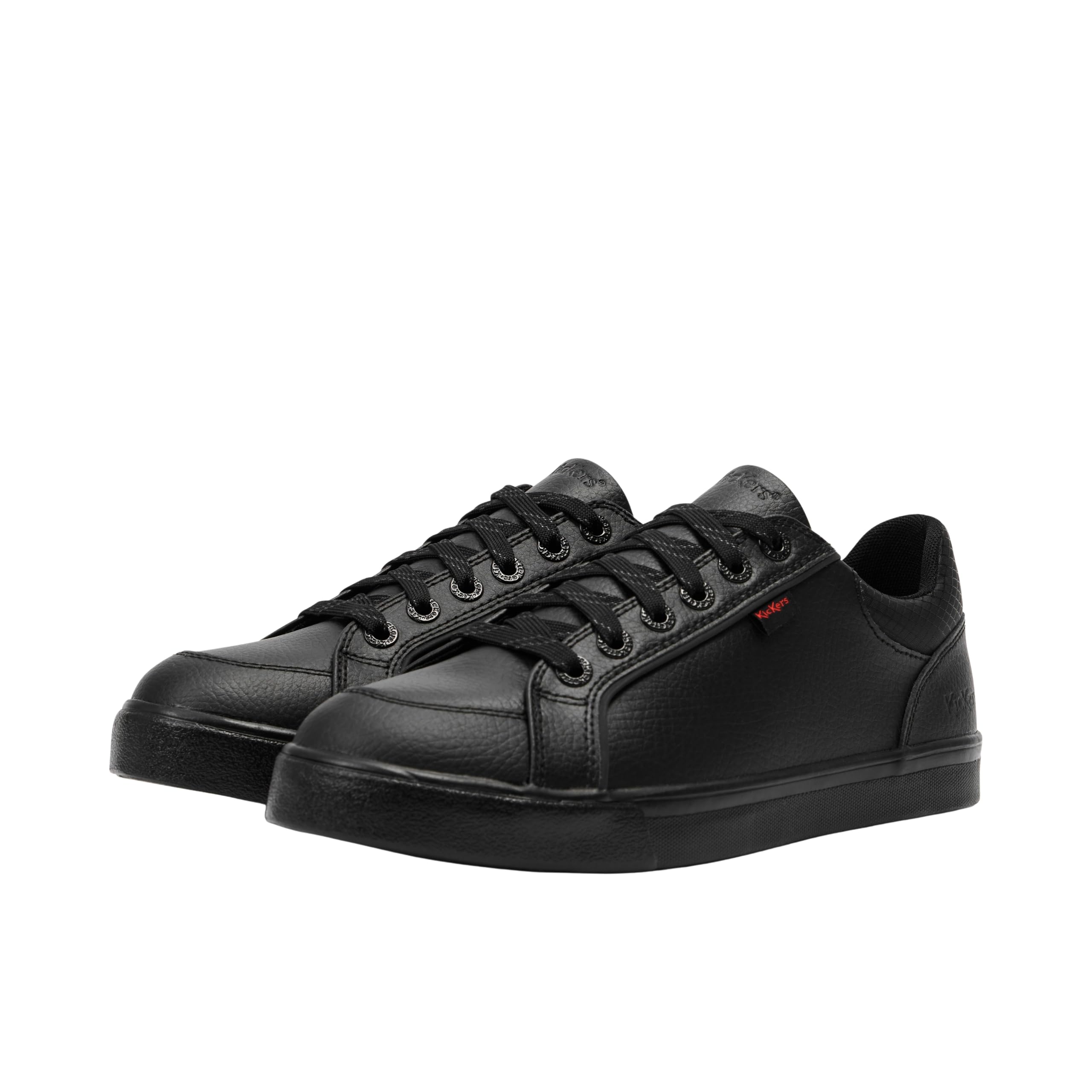 Boys School Shoes Black Kickers Tovni Lo Leather Casual Trainers