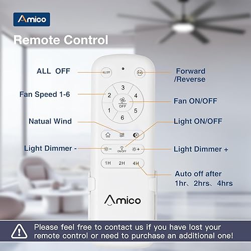 Miniatura 9 de Ventiladores de techo de 72 pulgadas con luces, ventilador de techo grande con luz y control remoto, regulable, 3CCT, silencioso, ventilador de