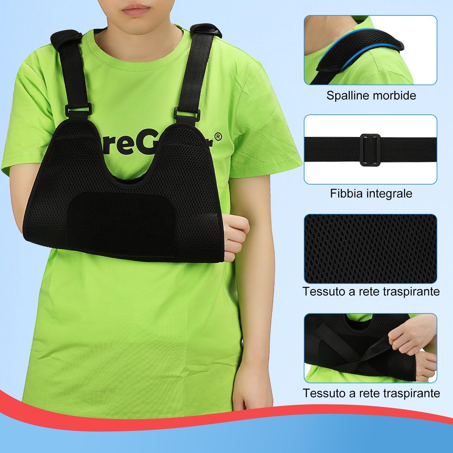 supregear Tutore Spalla e Braccio, Spalla Immobilizzatore, Regolabile Fascia Braccio Rotto Per Polso Rotto, Gomito, Braccio, Spalla Lussata, Si Adatta Bambini, Adolescente, Donne Magre