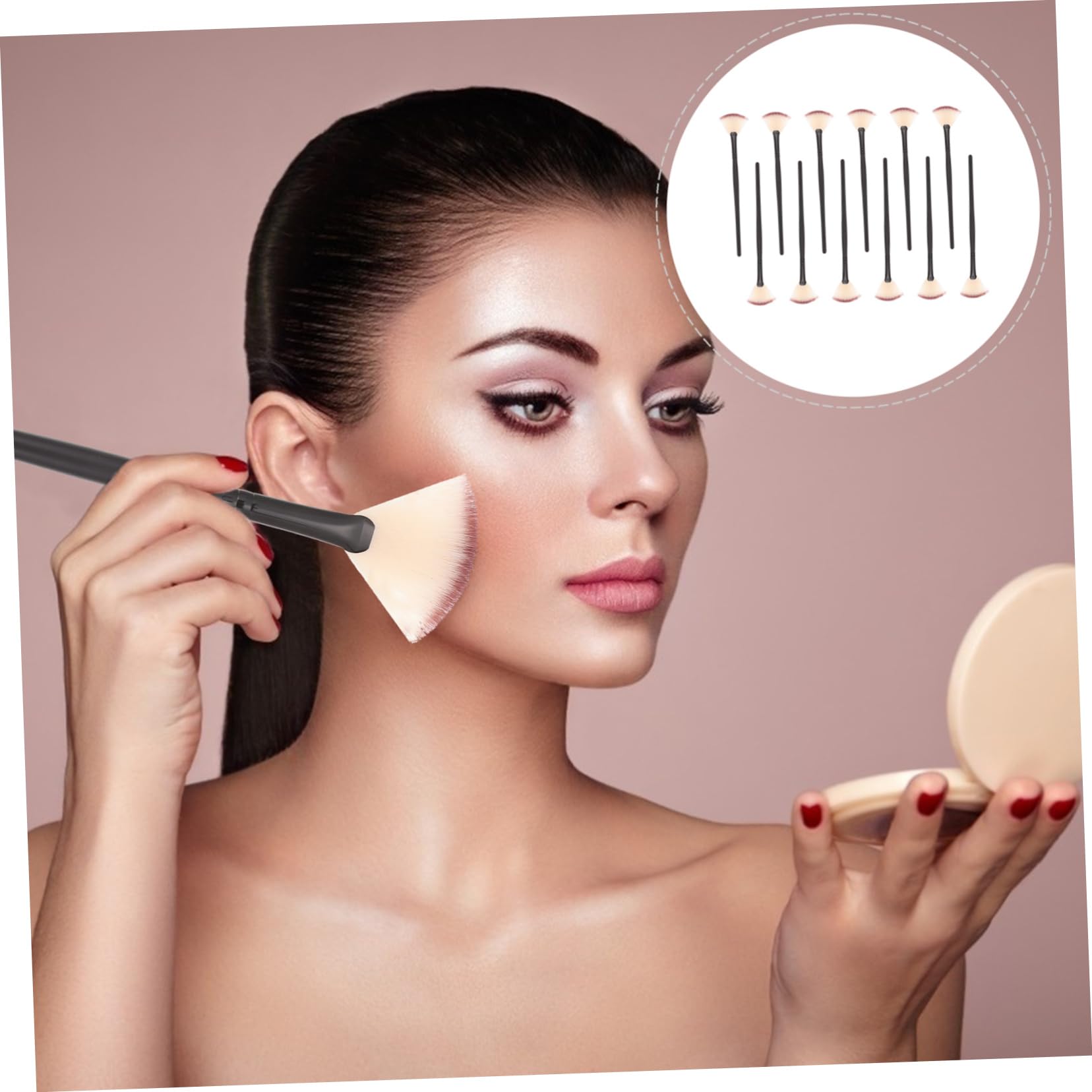 Healeved 36piezas Pinceles Faciales De Forma De Fan Para Aplicar Suaves y Firmes Para Mujeres y Uso Profesional Cuidado Piel Sin Contaminación