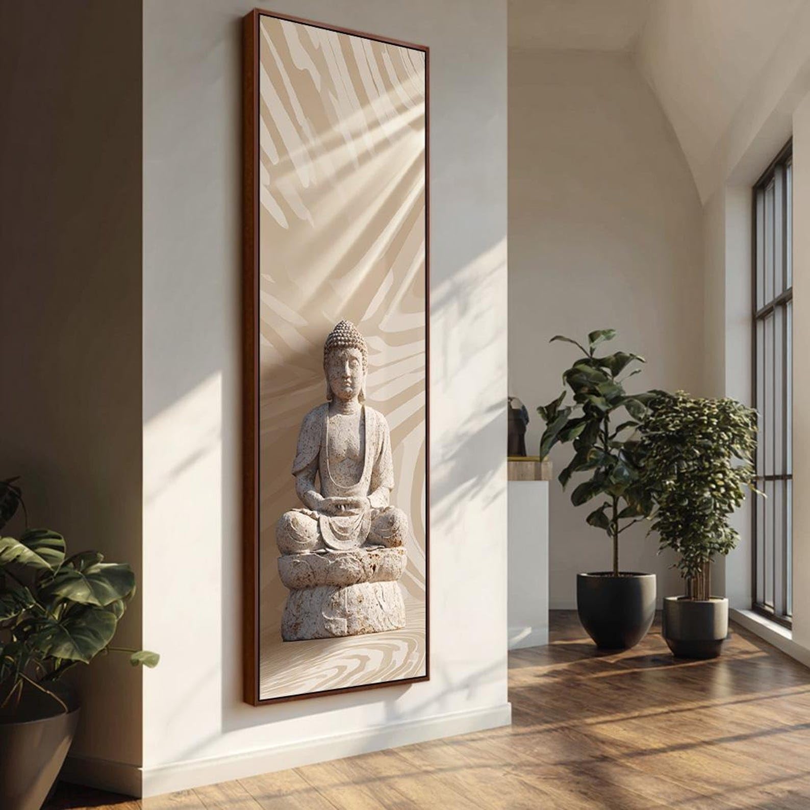 XINBAO Buddha Painting Canvas, Vertical Zen Decor Yoga Studio, Large Buddhist Wall Art, Tall Narrow Spiritual Print,lord Buddha(65x195cm/Frameless)