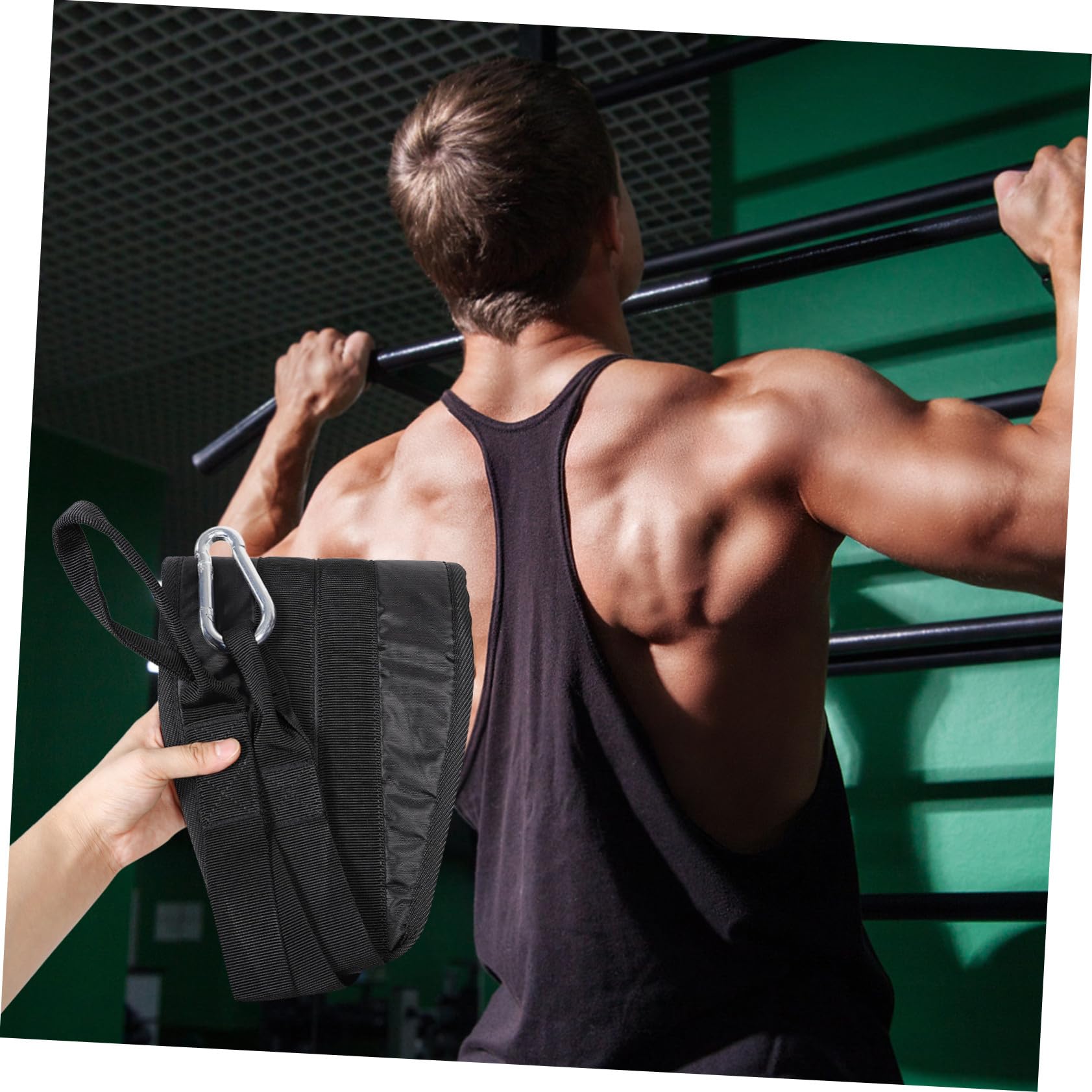 PRETYZOOM Correas para Dominadas y Abdominales de Oxford Resistentes Entrenamiento Multifuncional para Gimnasio y Casa Accesorios Fitness para Fuerza y Musculación de Negro con Hebillas
