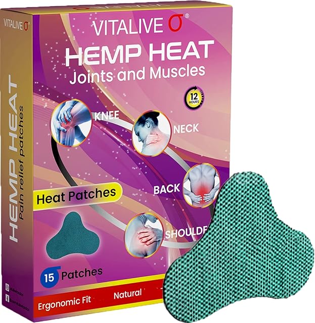 Hemp Heat Patches x15 | Natural Deep Heat Patches | Heat Pads | Hemp Cream Formula | Self Adhesive Direct to Skin | Apply on Muscle Joints Shoulder Neck Back Hip Knee | Up to 12 Hours Warm Sensation