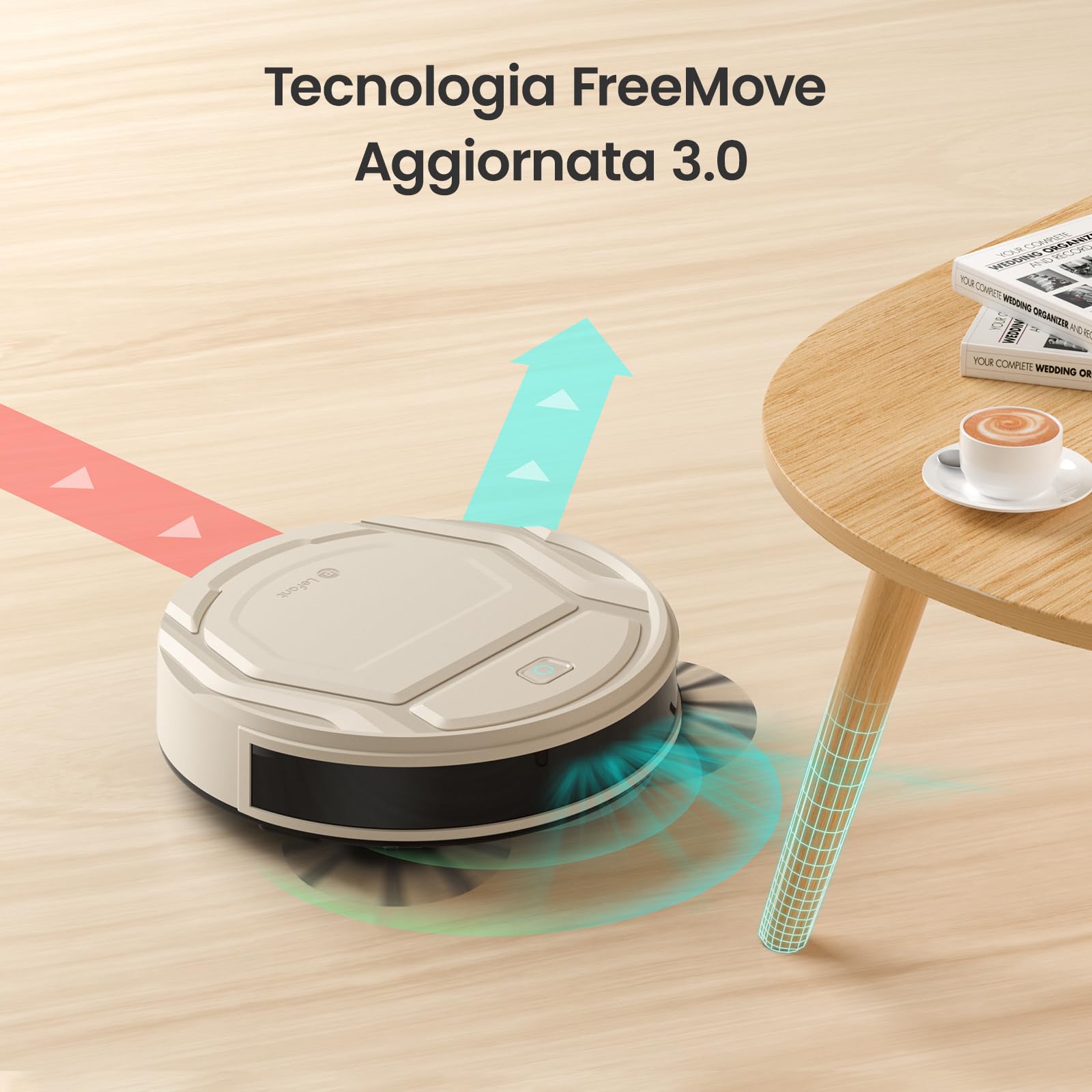 LEFANT M210 Robot Aspirapolvere, 2200Pa Aspirazione, 120 Minuti, Ultra Sottile 7,8cm, Senza Grovigli, App/Alexa/Google, Potenziamento Tappeto Ideale per Animali Domestici, Pavimenti Duri e Moquette