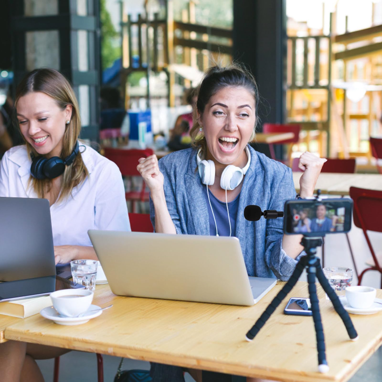 Microfono per Live Streaming e Registrazioni Copertura in Spugna Connettore Type-c, Microfono Pieghevole e Portatile in Metallo per Computer e Smartphone