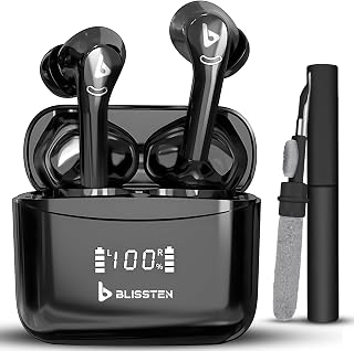 Wireless Earbuds Bluetooth Headphones 5.3 Cleaning Pen Tool Touch Control Wireless Charging Case IPX6 Waterproof Earphones in-Ear Noise Cancelling Built-in Mic Deep Bass Sound Black Gaming Calls