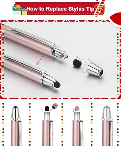 Miniatura 5 de Penyeah Bolígrafos retráctiles con punta de lápiz capacitivo (paquete de 3), lápiz capacitivo de metal para pantalla táctil, tableta Android,