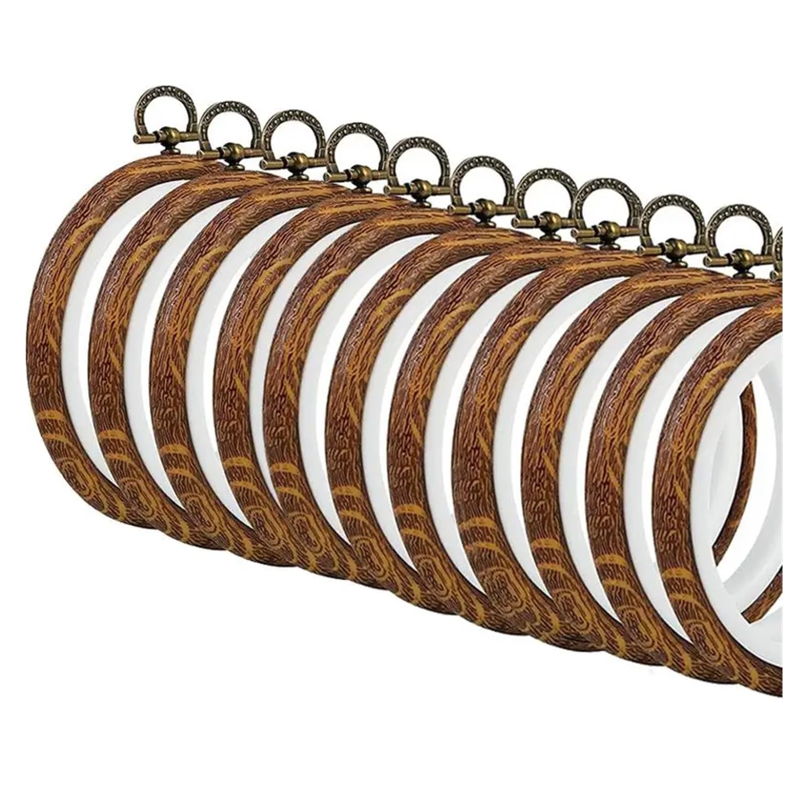 Obręcz do haftu krzyżykowego, Mini drewniane tamborki do haftu 10 szt. Wiele rozmiarów do rękodzieła z igłą do haftu krzyżykowego(10cm-10pcs)