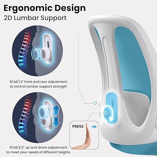 Miniatura 3 de Razzor Silla de dibujo alta ergonómica para oficina, taburete de escritorio de pie con soporte lumbar ajustable y anillo reposapiés, silla ejecutiva