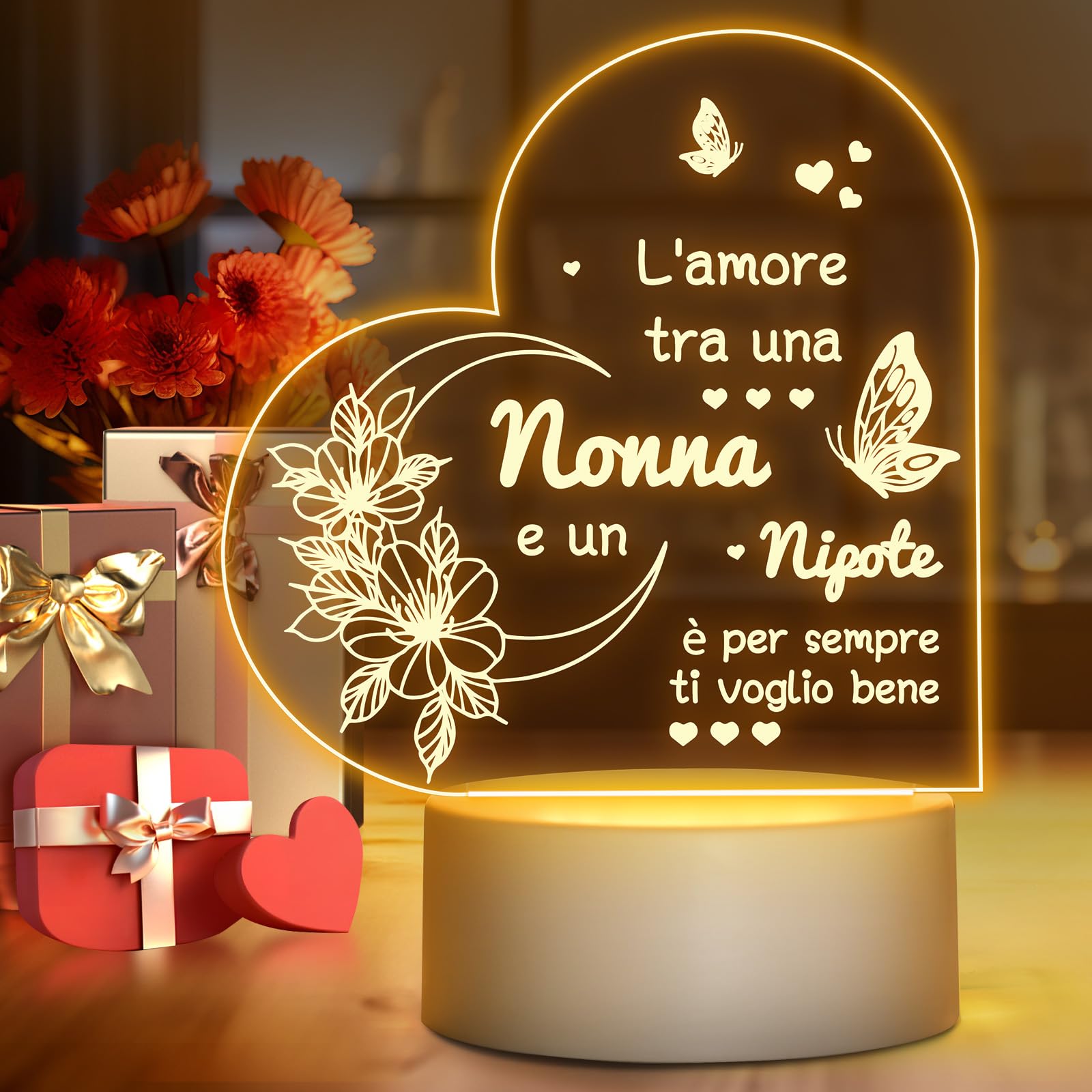 Acryl-Nachtlicht Für Oma – Mit Aufschrift „Love You My Whole Entire Life“ – Sentimentales Geschenk