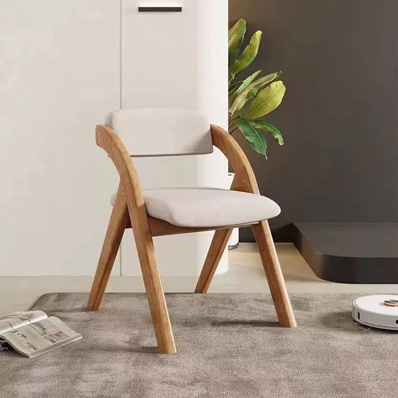 Sillas plegables con cojines suaves, sillas plegables de madera con cojines suaves, sillas de comedor plegables portátiles y preinstaladas para invitados, cocinas, oficinas, bodas y fiestas #7