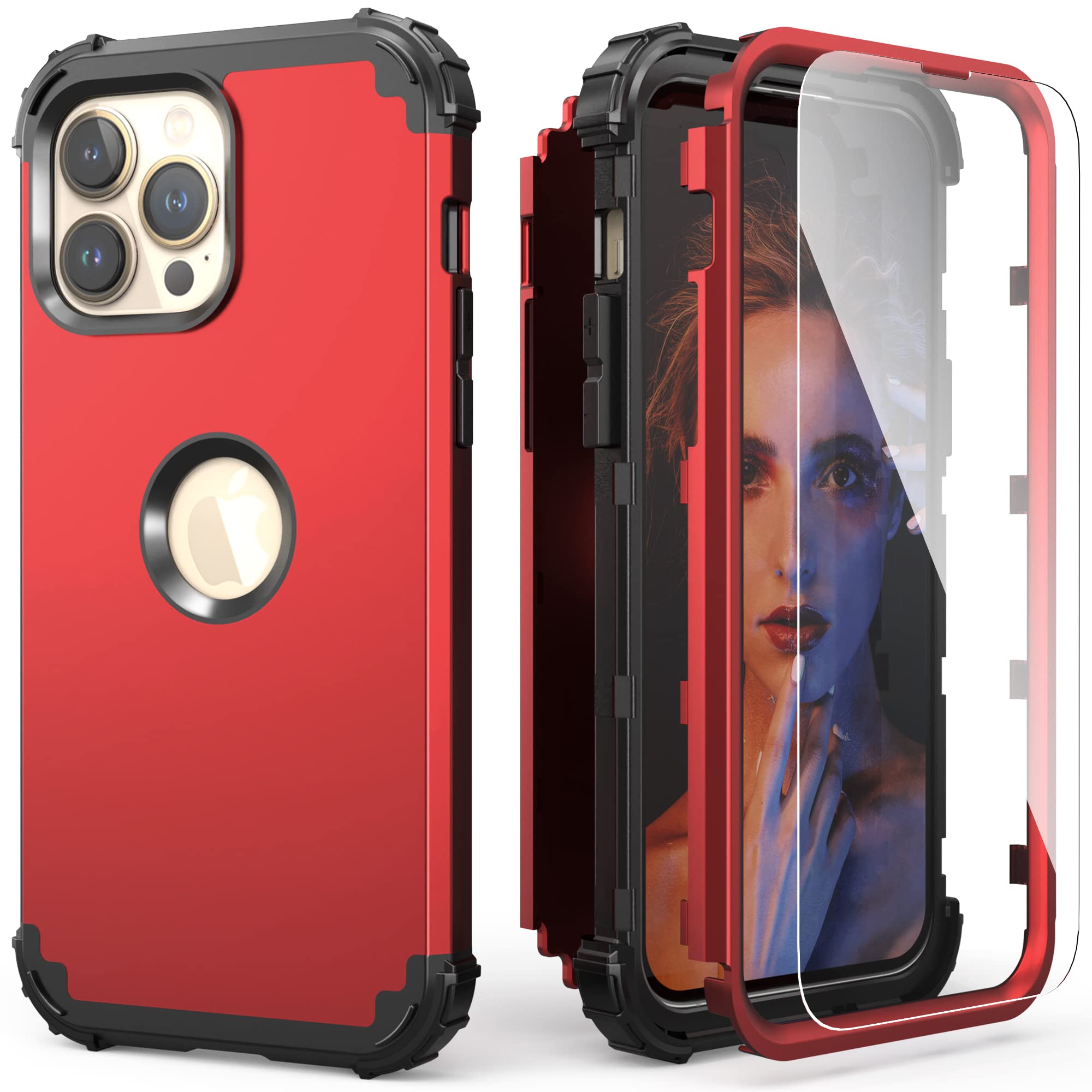 Coque iPhone Pro Max antichoc robuste silicone rouge rigide - 8