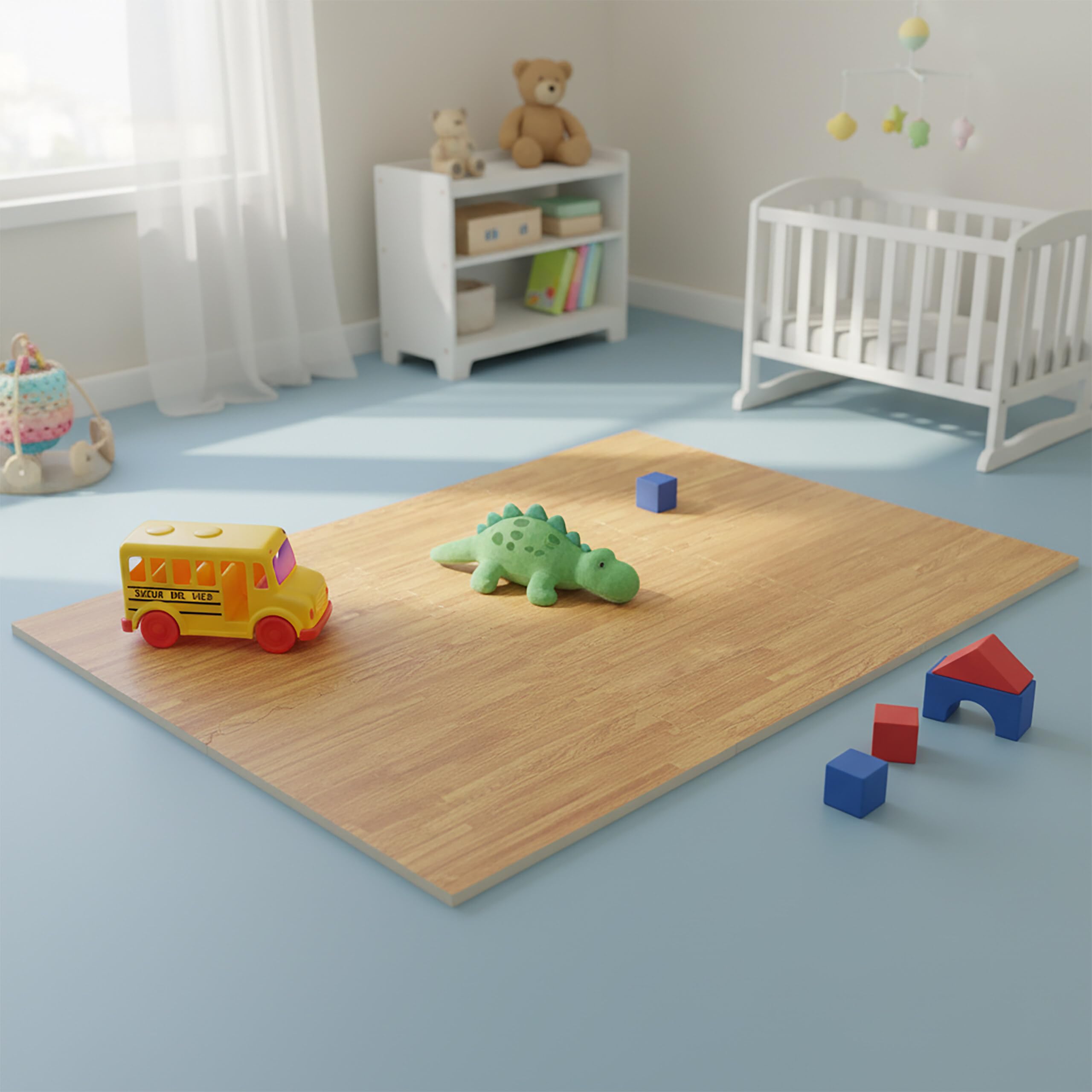 Relaxdays 9 tappetini puzzle per sport e fitness, schiuma EVA, senza BPA, effetto legno, diversi colori