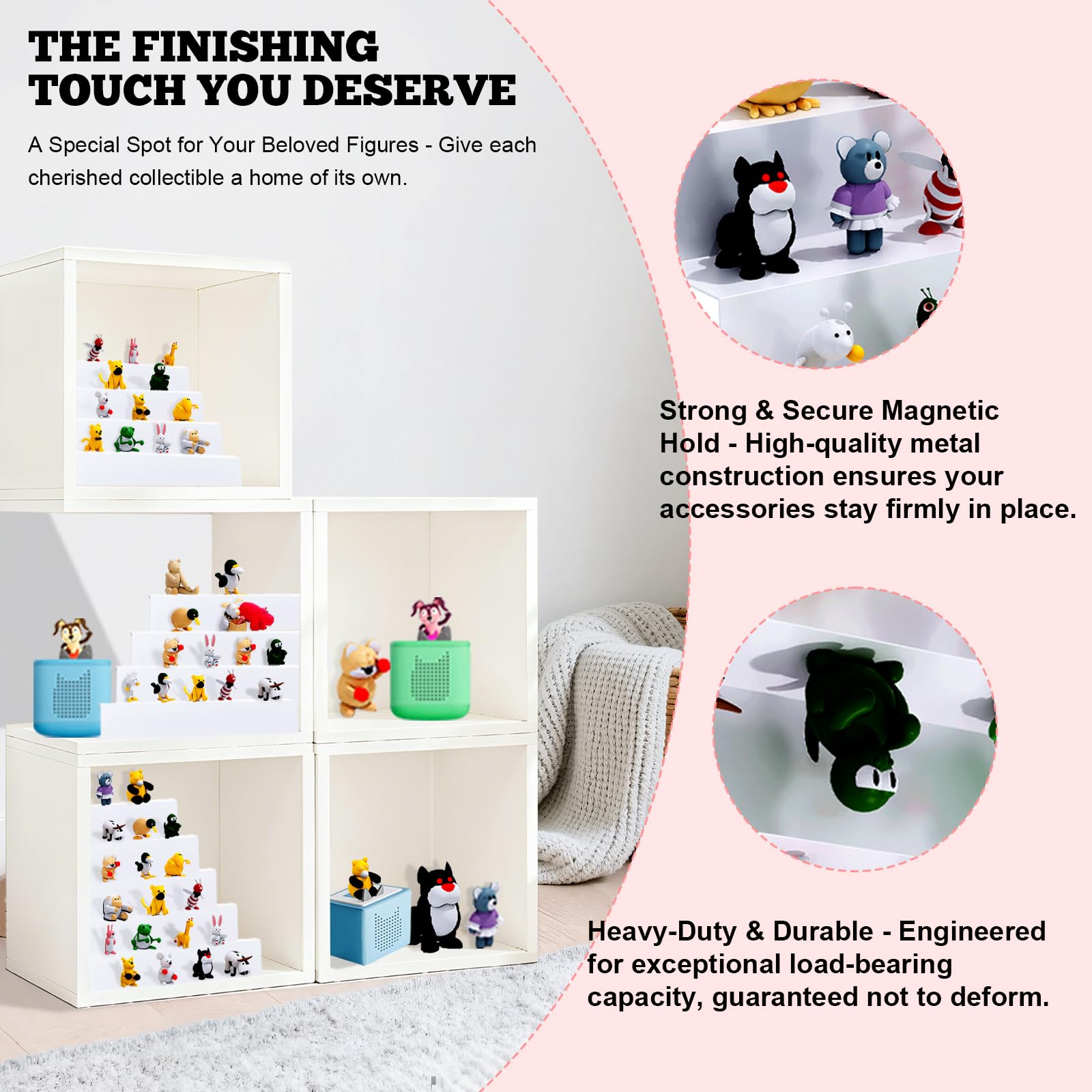 Shelf for Tonie Applied to IKEA KALLAX-Magnetic Storage Organizer Holds 50+ Figures & Box from Toniebox, White, Without Cut-off - Image 4