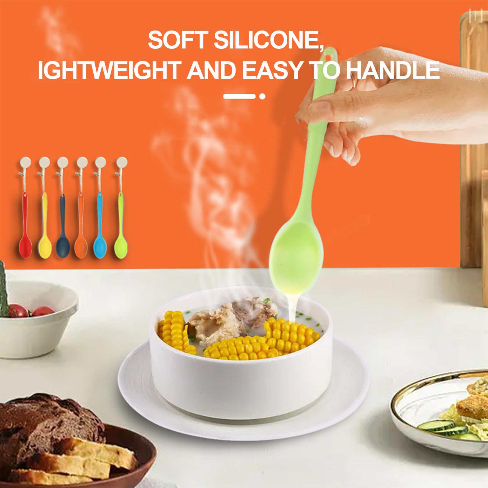 JINWEORI 4 Piccoli Cucchiai di Silicone ulticolore Cucchiaio da Cucina