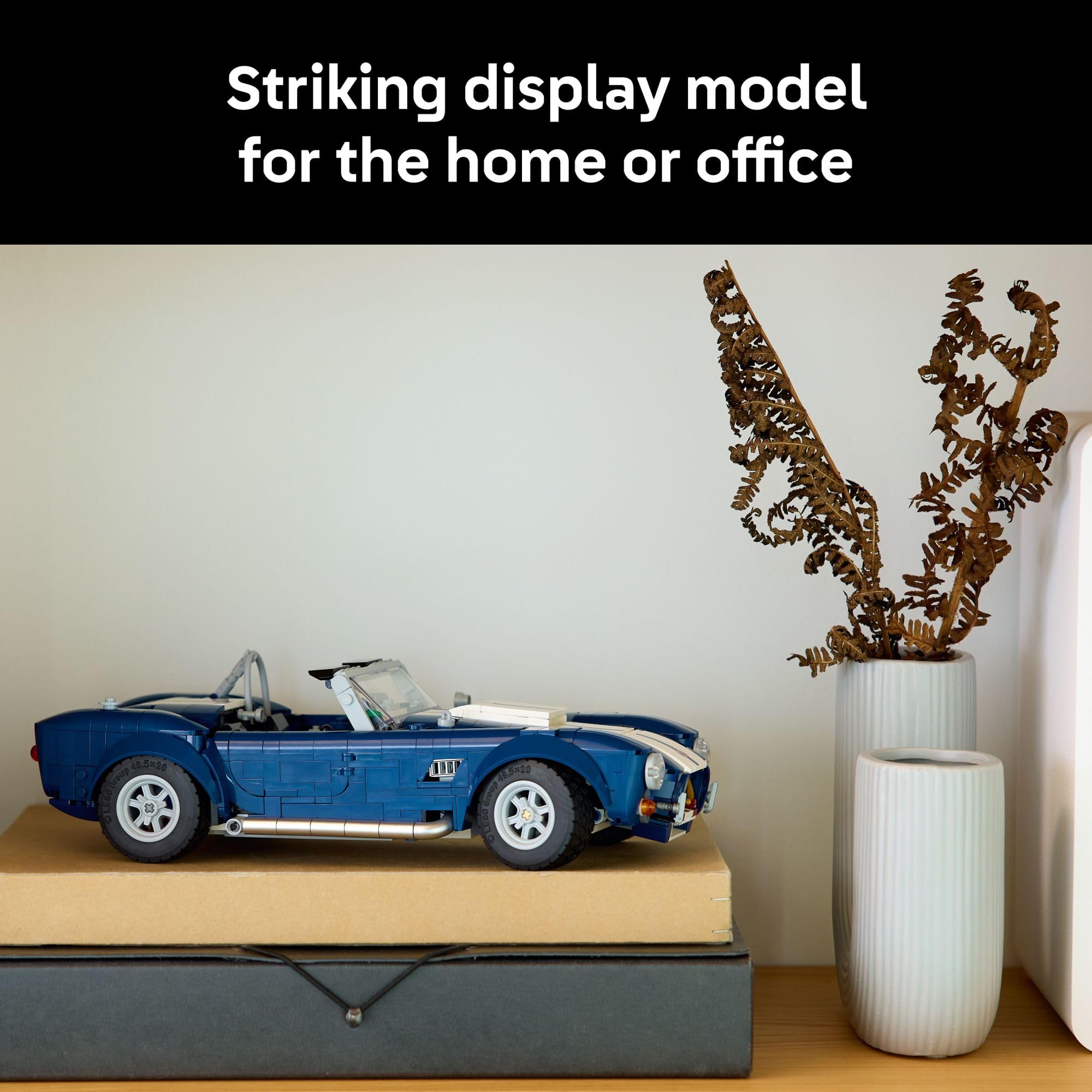 LEGO Icons Shelby Cobra 427 S/C Car Building Set for Adults - Bedroom, Office, or Book Shelf Decor for Sports Car Fans, Ages 18+ - Gift Idea for Birthdays - 10357