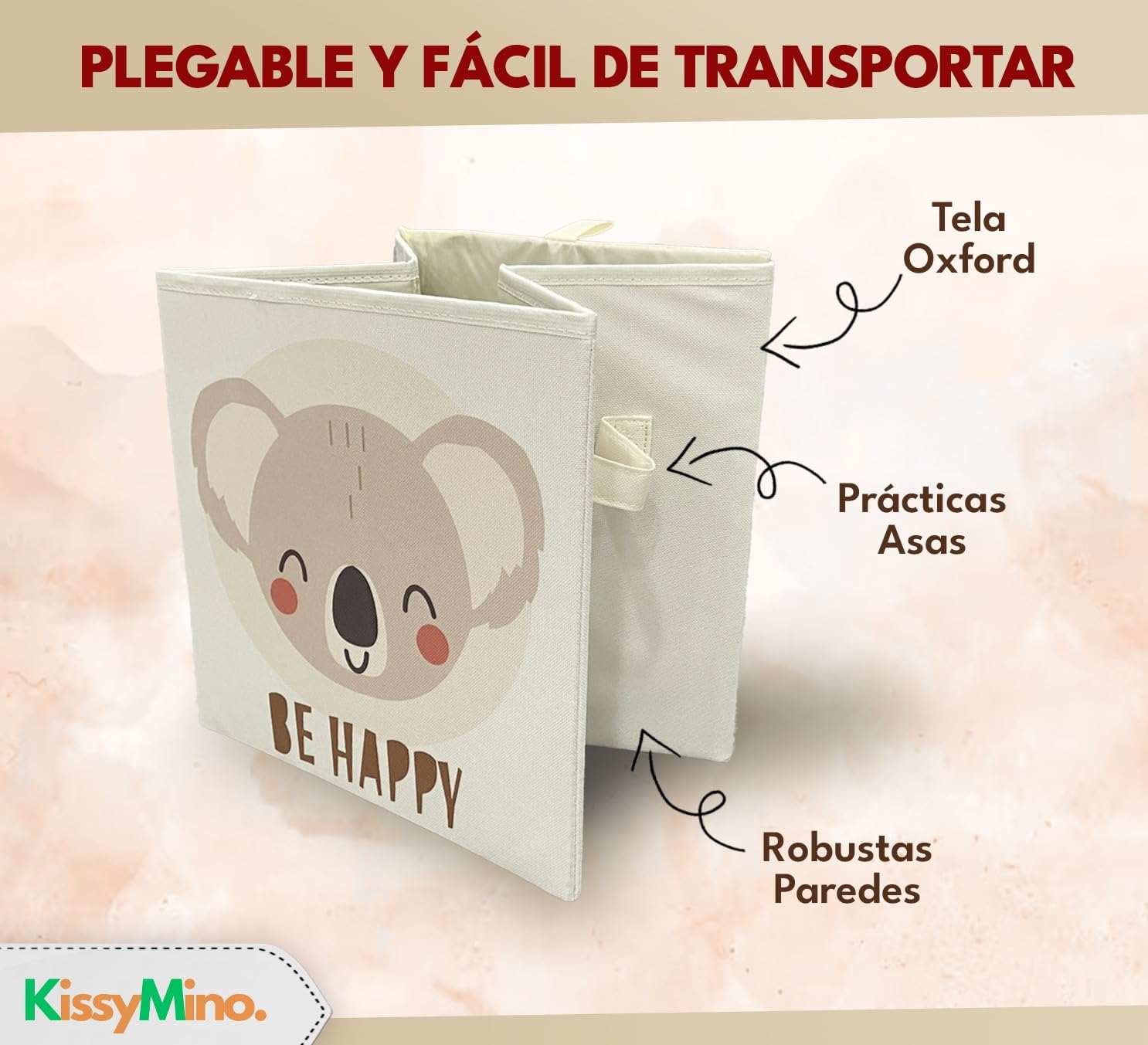Pack 3 Cubos Almacenaje Beige 30x30x30 cm, Organizador Infantil Juguetes Libros Ropa, Compatible Estanterías Kallax Eket, Plegable y Resistente, Cajas Decorativas para Niños y Hogar