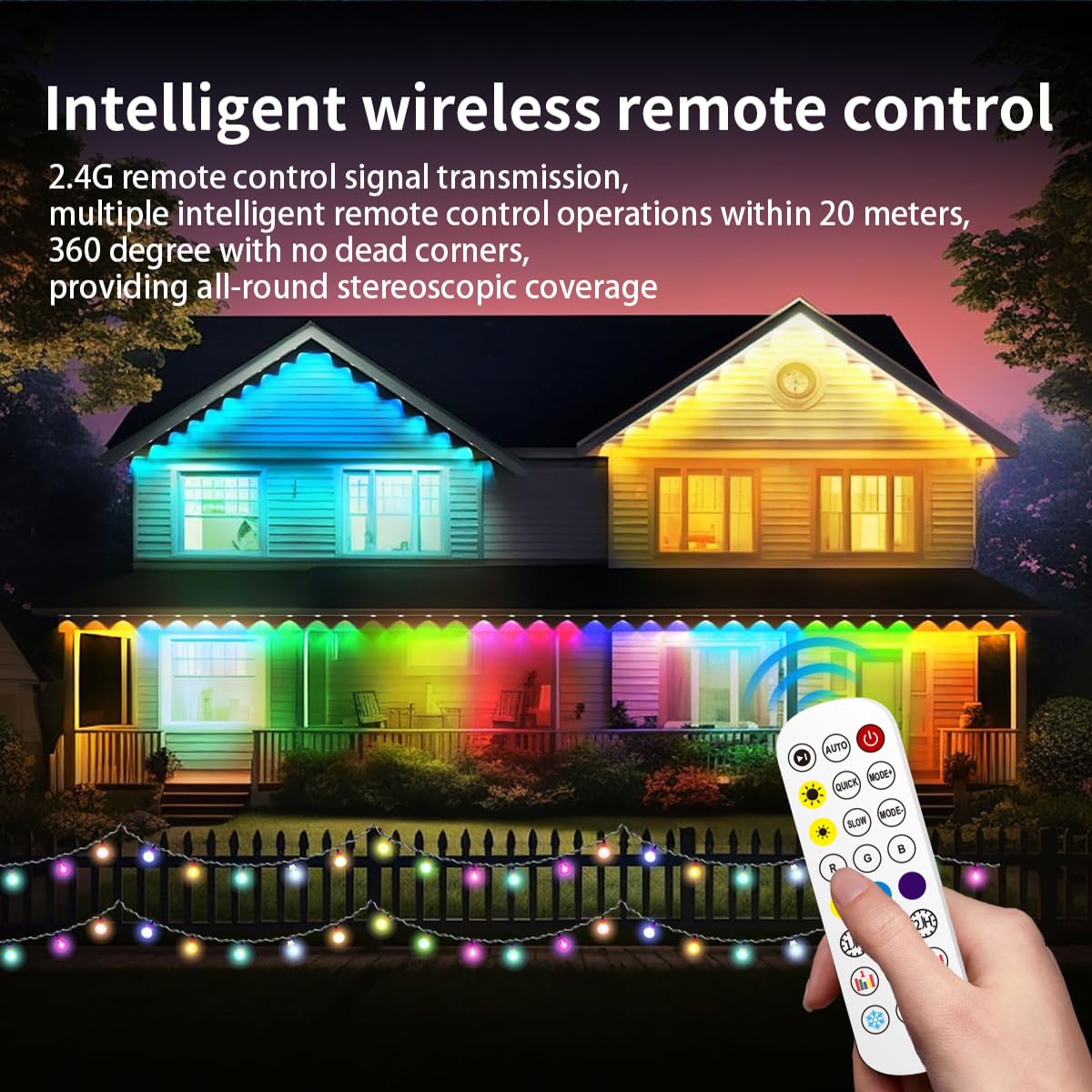 Intelligente RGBIC Dauerleuchten für den Außenbereich mit 75 Szenenmodi, Trauf-LED-Leuchten, IP67 wasserdicht, alle Feiertage, Partys, Halloween, Weihnachtsdekoration, inkl