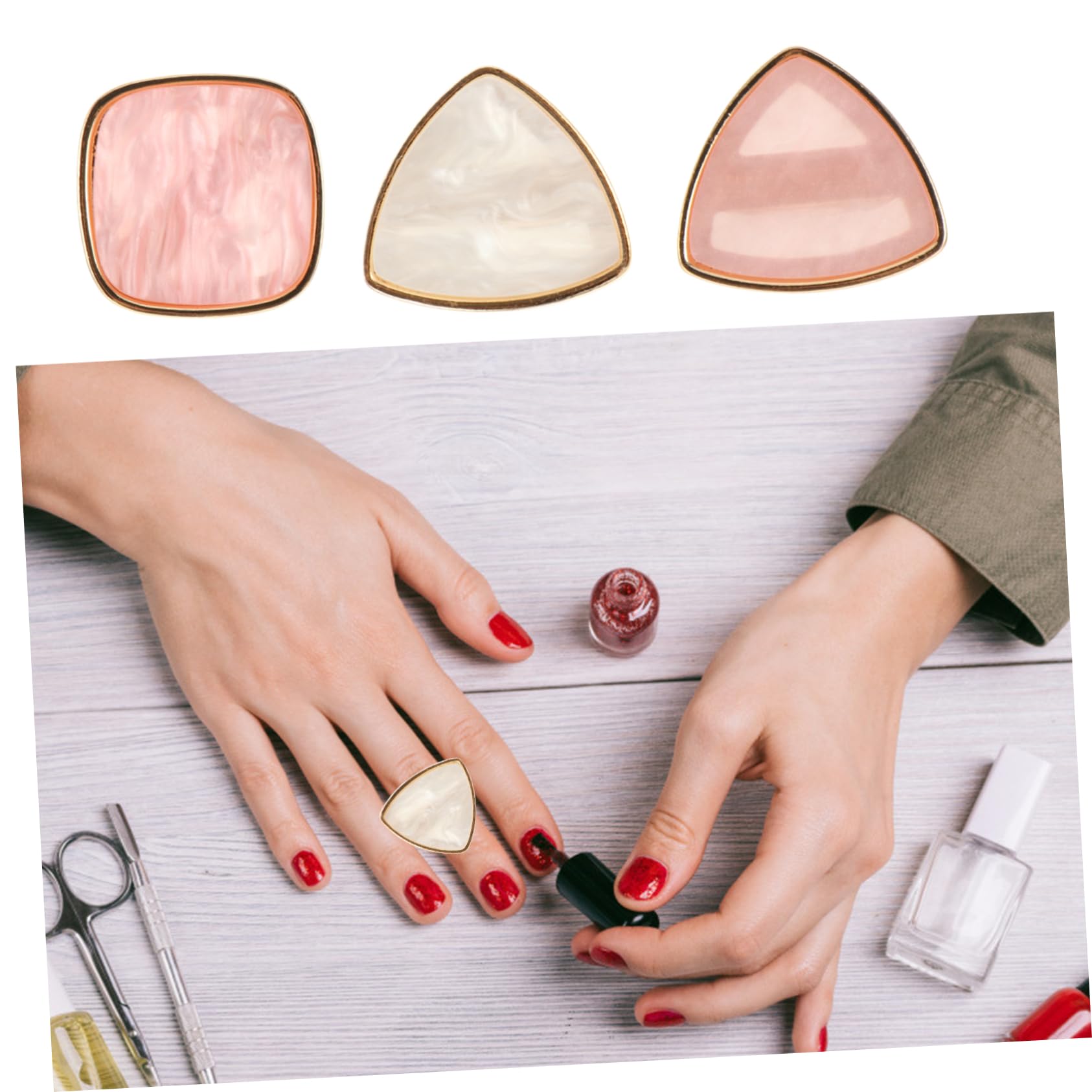 Mikinona Makeup Palettes Ring Nail Polish Tray 3pcs Nail Art Mixed Tte Decorative Finger Ring