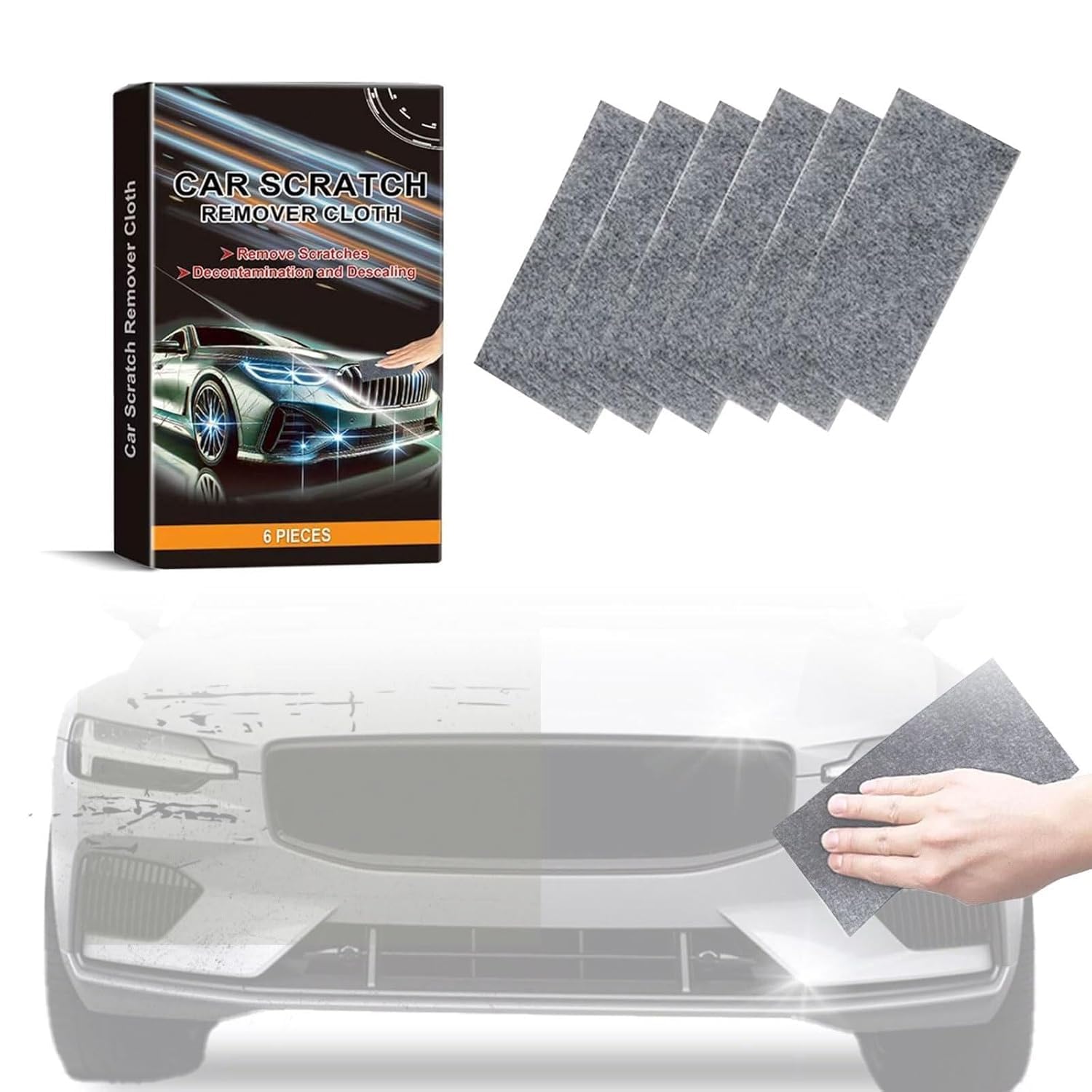 Nevoluxer Nano Sparkle Cloth For Car Scratches, 6 Pack Nano Magic Scratch Remover Cloth Car Scratch Repair Removes Paint Residue Swirls Water Spots Surface Polishing