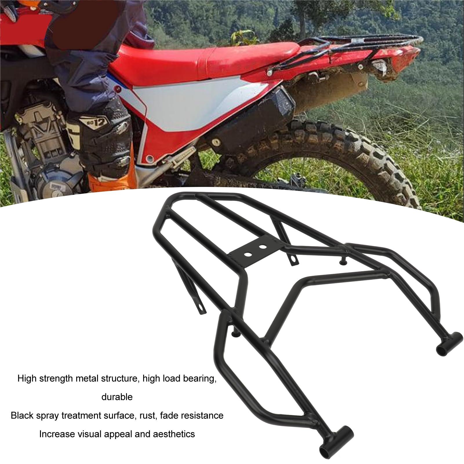 Portapacchi per Moto, Maggiore Spazio di Archiviazione, Struttura in Metallo di Alta qualità, per CRF300L CRF300 Rally CRF250L CRF250 Rally (con Installazione Semplice,