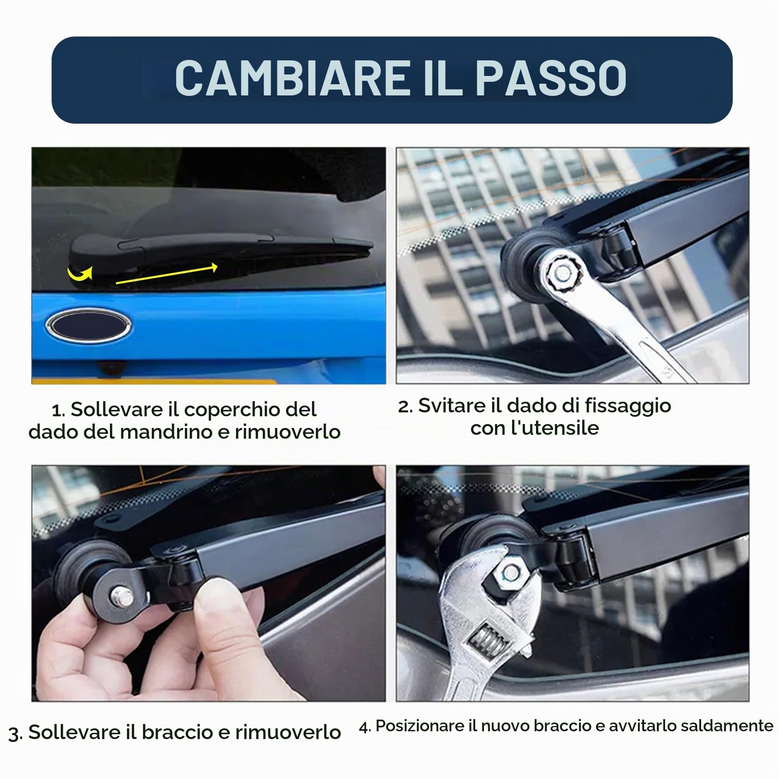 Tergicristallo posteriore, set di spazzole tergicristallo, Braccio tergicristallo posteriore compatibile con Ford Focus MK3 2011-2018/ Focus 2006-2010 (Fits Ford Focus MK3 Hatchback)