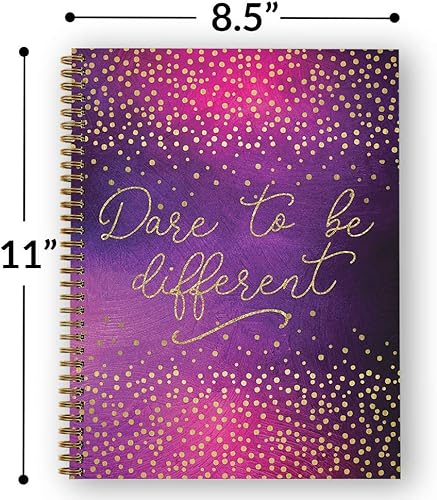 Miniatura 3 de Softcover Dare - Cuaderno motivacional en espiral de 8.5 x 11 pulgadas, 120 páginas con rayas universitarias, cubierta laminada brillante duradera,