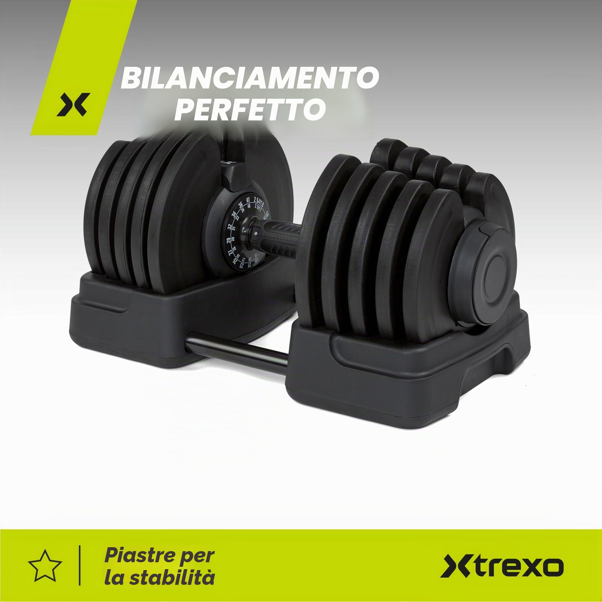 TREXO Set di manubri corti e bilancieri regolabili 2 in 1, da 2 kg a 41 kg, ideale per allenamento di forza, fitness e costruzione muscolare, manubri e bilancieri regolabili, set in ferro con