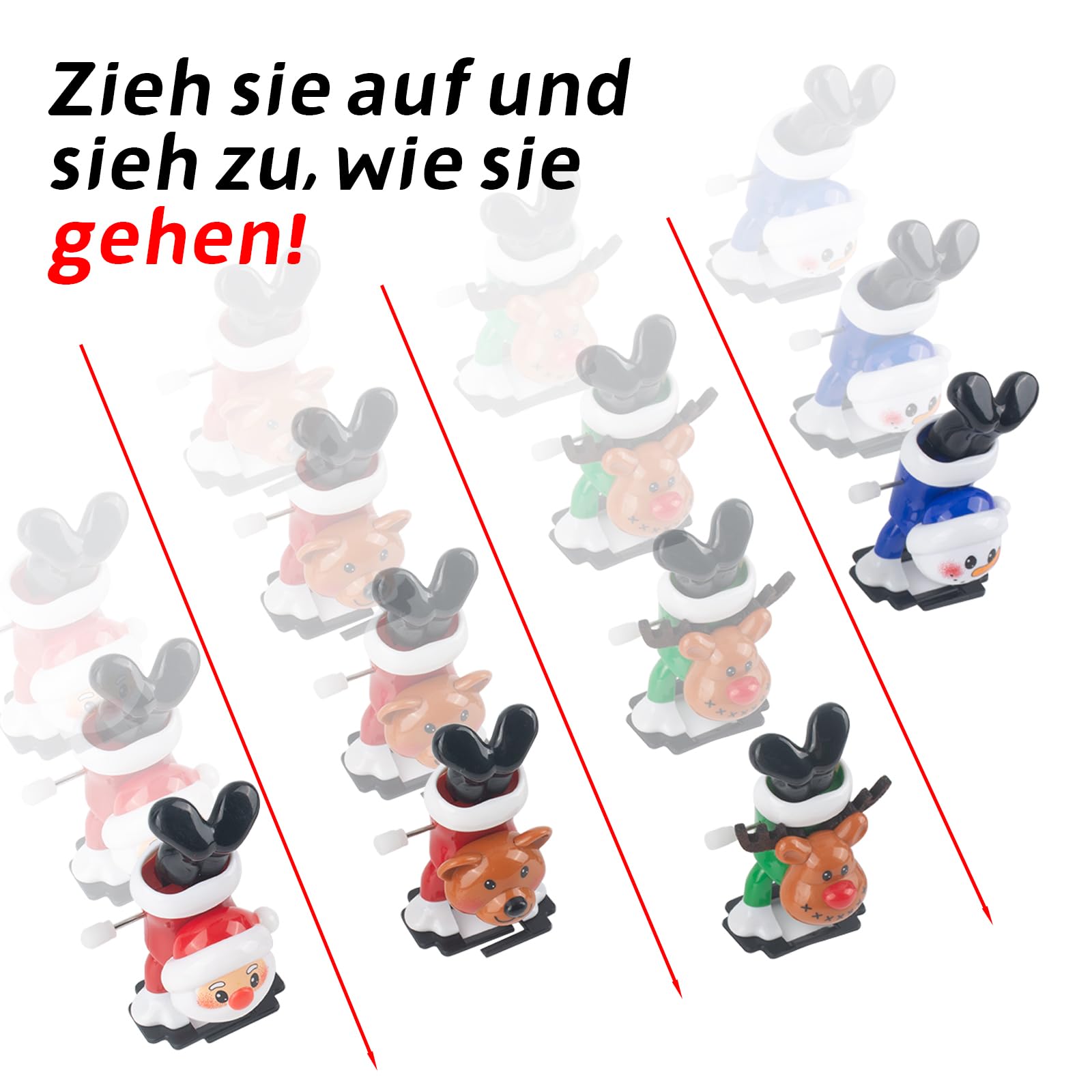 SilverChry Lot 8 Jouets à Remonter Noël – Père Noël, Bonhomme De Neige, Pingouin… Sans Piles
