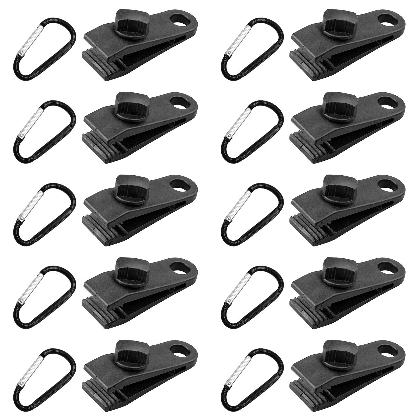 5 Clips De Tente Camping + Mousquetons - Fixation Bâche Anti-Vent - Plastique Résistant