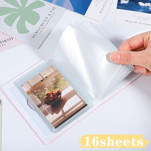 Miniatura 4 de FRIUSATE Kpop - Portatarjetas Kpop de 3 pulgadas, mini álbum de fotos con colgante de corazón de amor, rosa, 32 bolsillos