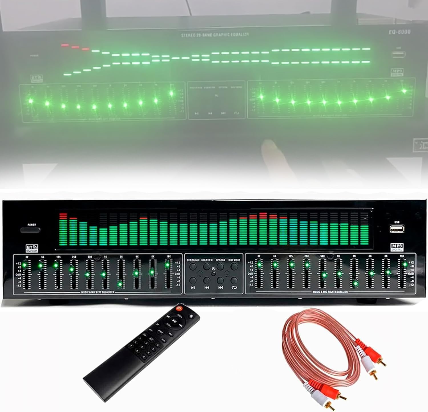 Ecualizador Digital De 31 Bandas, Ecualizador Gráfico De Alta Fidelidad, Ecualizador Gráfico Estéreo, 12 Patrones Rítmicos, Doble Afinación Independiente De 10 Segmentos, Pantalla LED De Espectro
