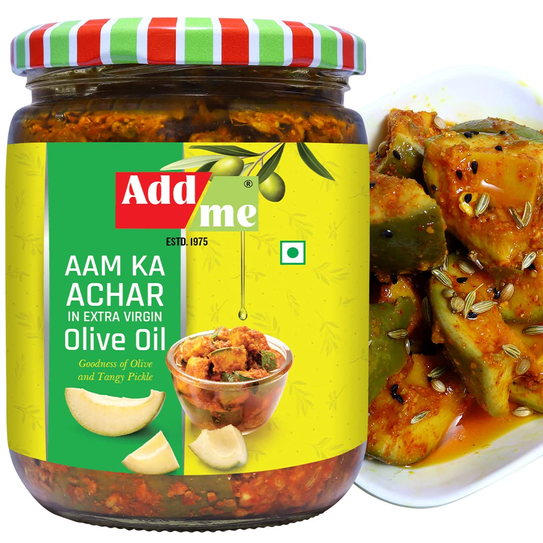 Add me Mango Pickle Aam Ka Achar in Extra Virgin Olive Oil 500 gm Pickles Glass Pack (B07YNHDPFN) Amazon Price History, Amazon Price Tracker