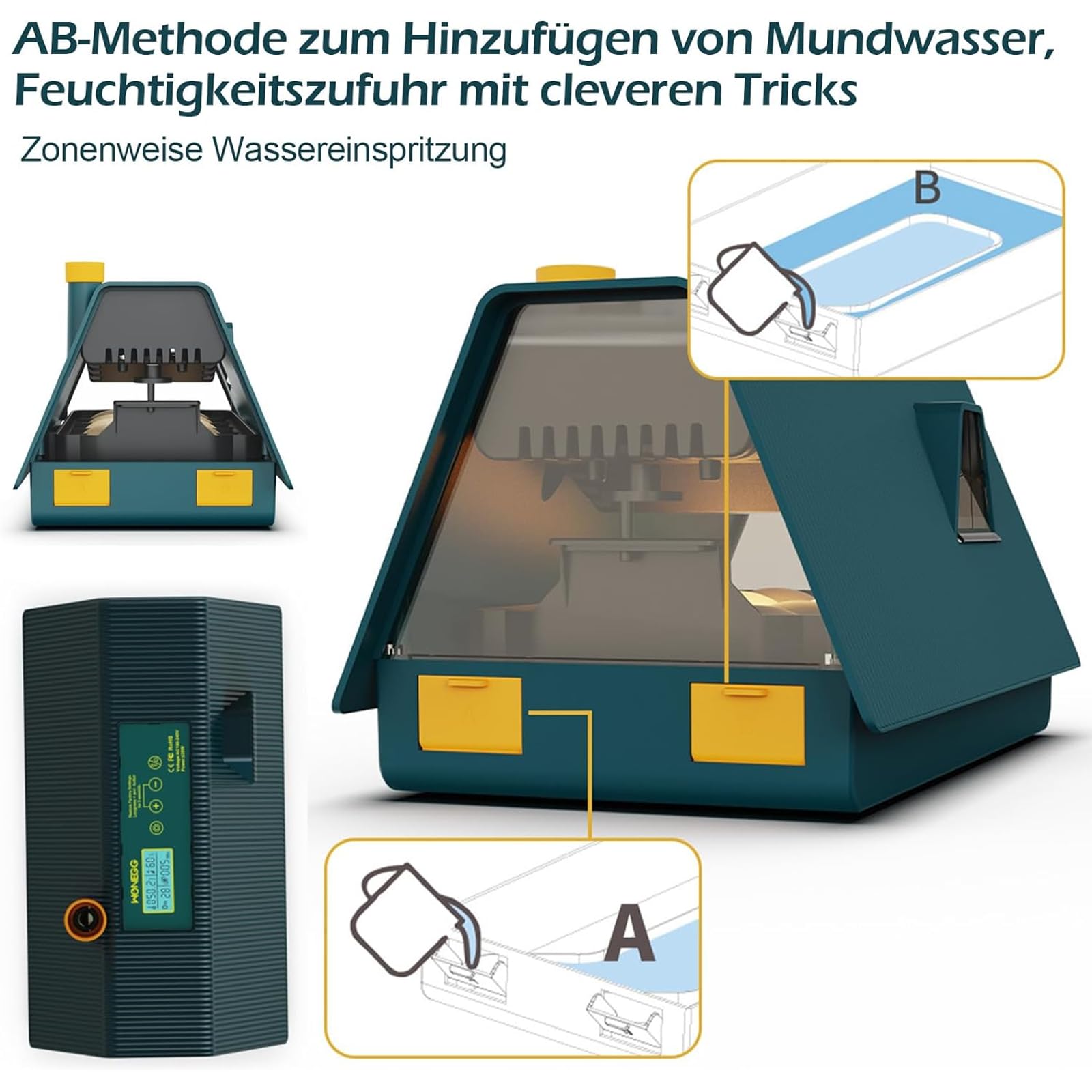 Incubatrice completamente automatica, incubatrice automatica per uova di design per piccole case, incubatrice per 10 uova, con illuminazione a LED e controllo della temperatura e dell'umidità