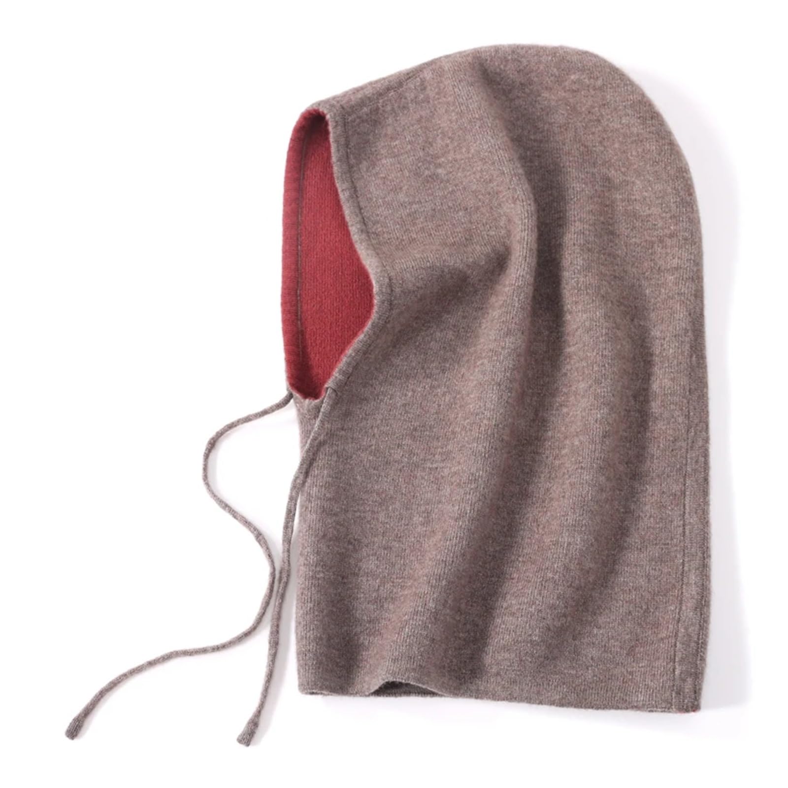 Cachemira pura for mujer invierno 2 capas de punto grueso proteger sombrero bufanda cálido suave con capucha cordón
