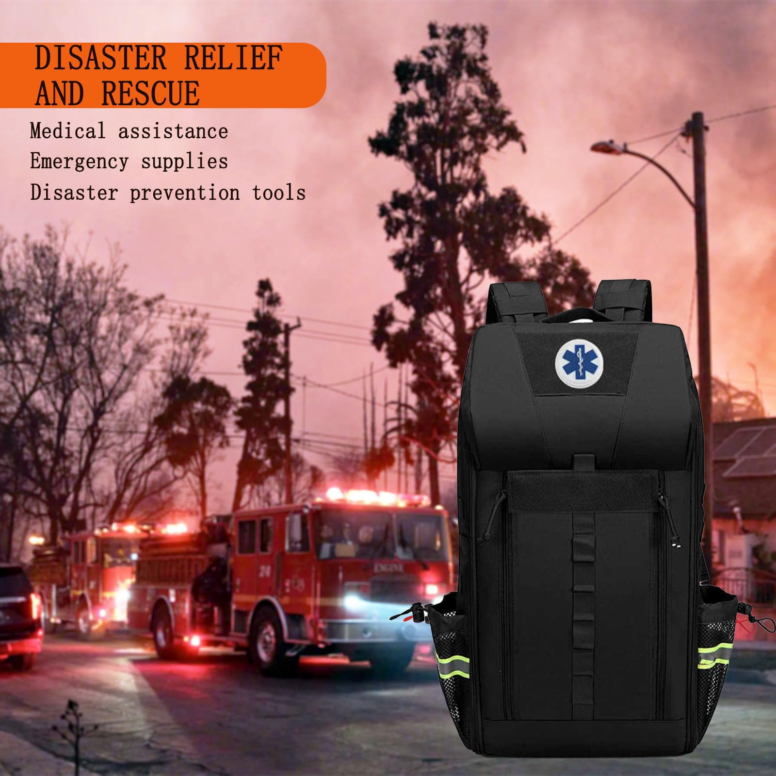 Mochila de emergencia vacía, Bolsa de primeros auxilios grande, Mochila de rescate para bomberos Búsqueda y RescueTools, Para el hogar y el trabajo, senderismo, campamento.