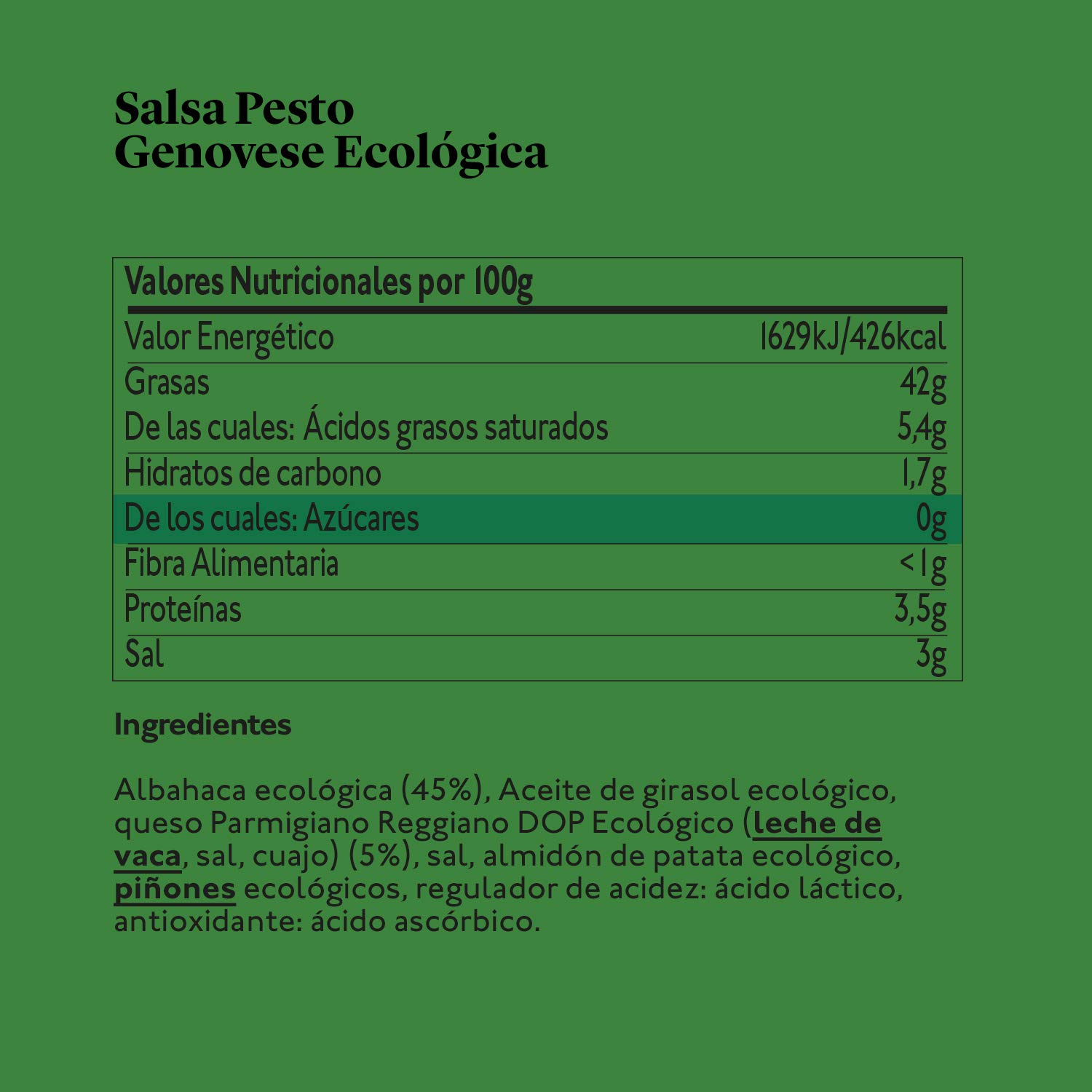 Delicious & Sons Salsa Pesto Genovese Italiana Ecológica 190g Pack 3 Sin Gluten