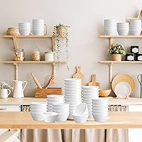 Vista 6 de Domensi 18 cuencos de porcelana de 8 onzas, cuencos pequeños de postre, tazas de caldo de porcelana para sopa para salsa de helado, caldo, sopas