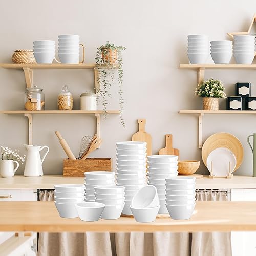 Miniatura 6 de Domensi 18 cuencos de porcelana de 8 onzas, cuencos pequeños de postre, tazas de caldo de porcelana para sopa para salsa de helado, caldo, sopas,