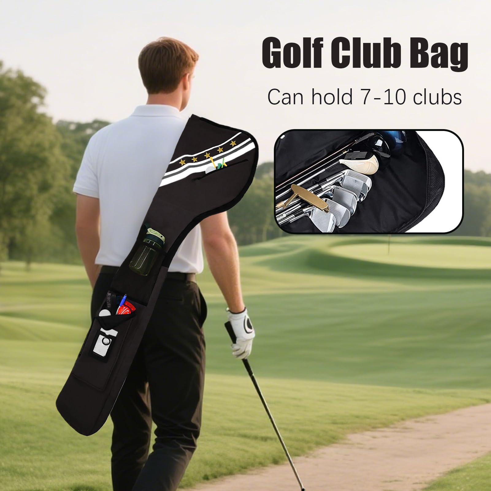 Torba Golfowa Przenośna Przechowywanie 7-10 Kijów Golfowych