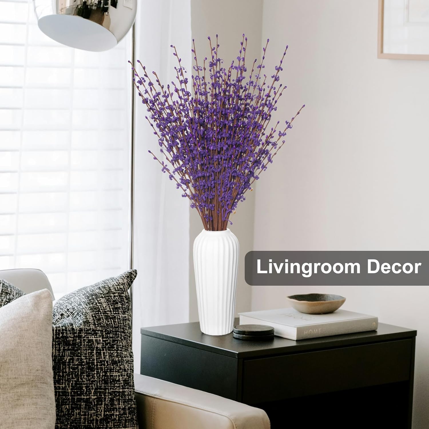 5 Pcs 29.5" Long Jasmine Artificial Flowers Fake Purple Flower Bouquet Branches Stem for Table Centerpieces DIY Floral Art Plant Home Office Wedding Dining Decoration (Deep Purple) - Image 5