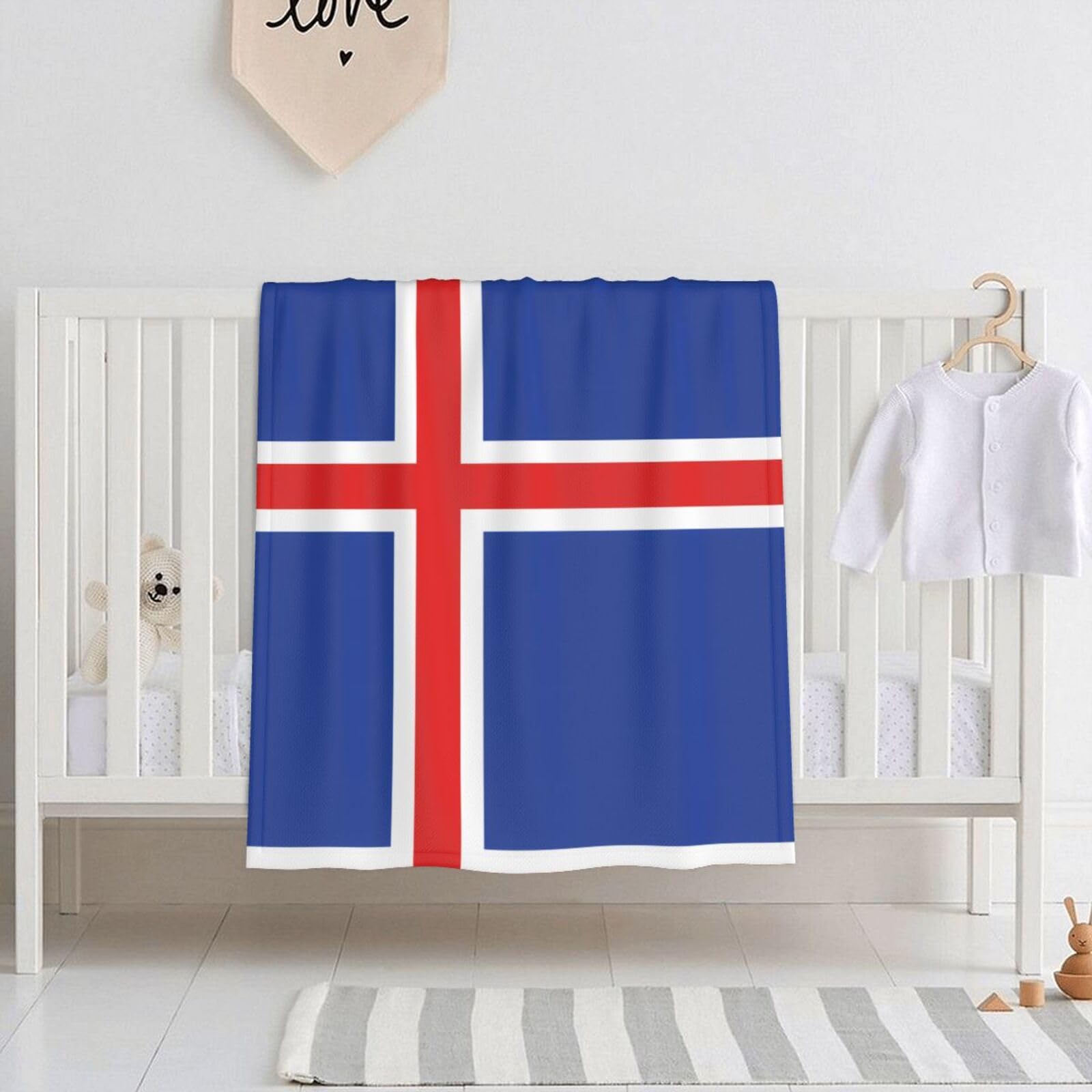 Wbqlsl Flag Of Iceland Ultra-Soft Baby Blanket, 30" X 40" Newborn Swaddle & Nursing Throw Blanket