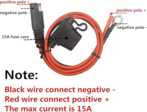Miniatura 3 de Cable de terminal de anillo tórico  Conector SAE de 2 pies, enchufe SAE a cable de cargador de batería, adaptador de extensión de arnés de terminal