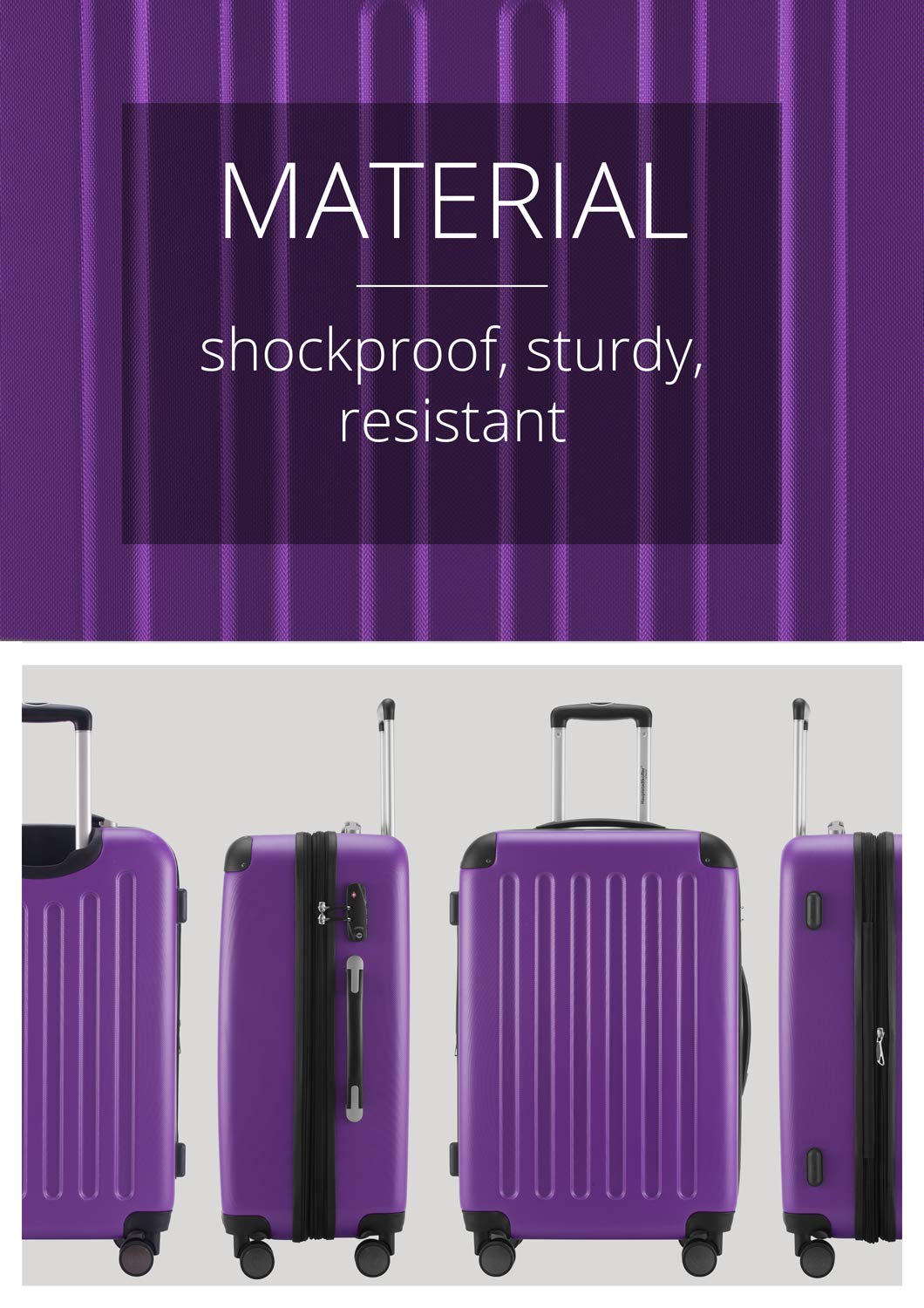 HAUPTSTADTKOFFER - SPREE - Valigia rigida, Trolley espandibile, Bagaglio con 4 ruote doppie, TSA, 75 cm, 119 litri, Viola