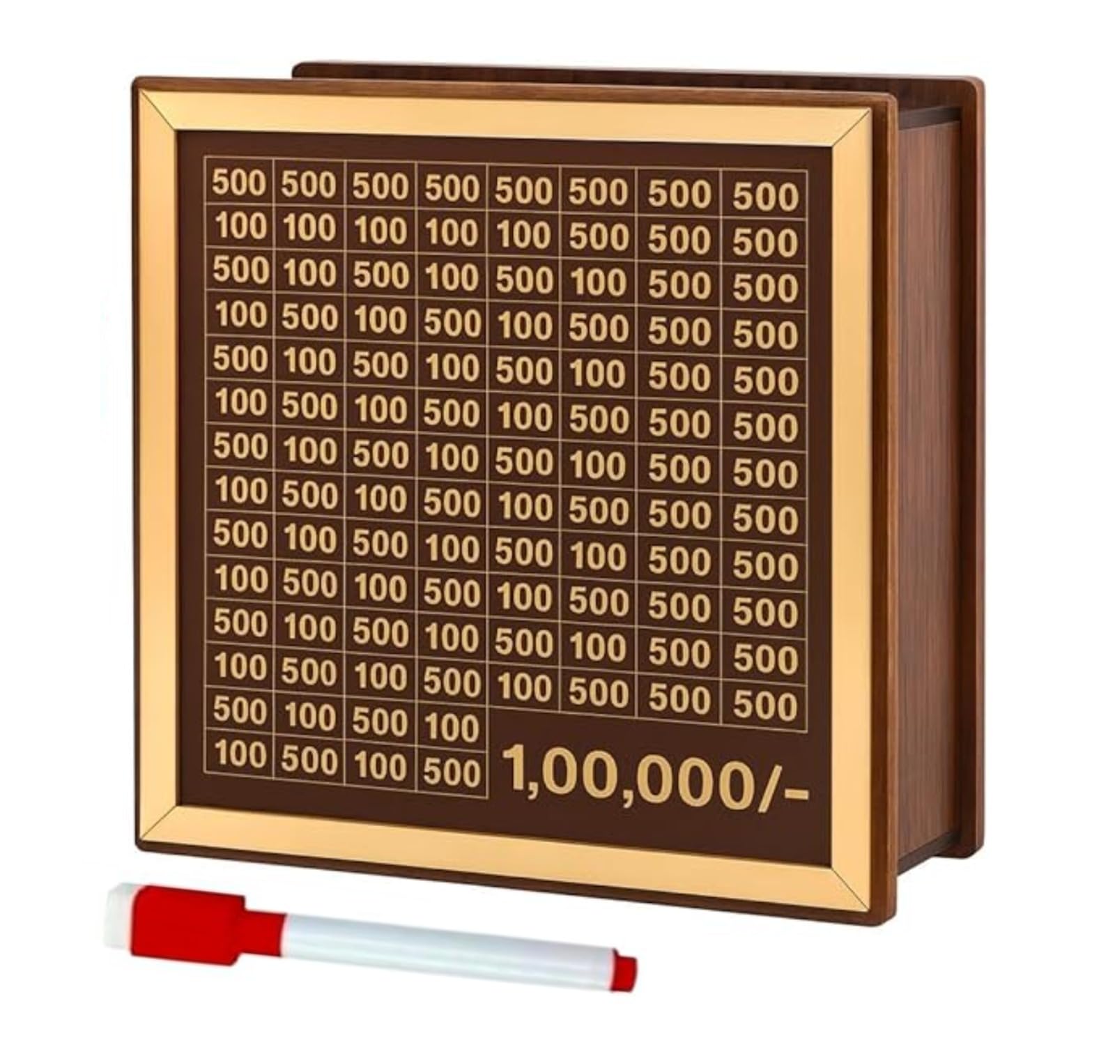 COOKVITA Wooden Money Saving Box | Cash Saver Money Box with Counting Target | 1,00,000 Savings Challenge Piggy Bank | Coin & Cash Bank for Boys, Girls and Adult | Durable & Eco-Friendly| Modern-image-20